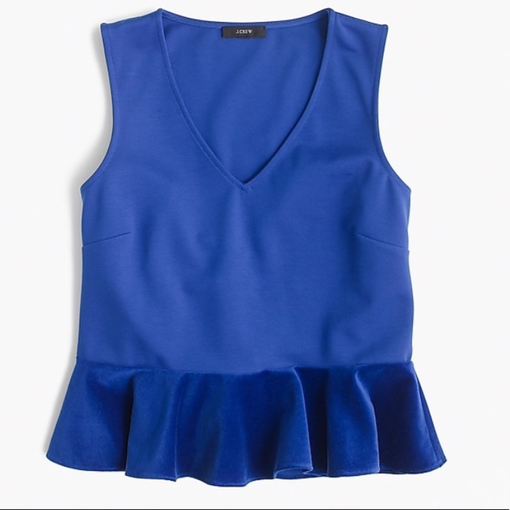 J.Crew Velvet Peplum Top M NWT | Royal Blue V-Neck Blouse Holiday Party Work